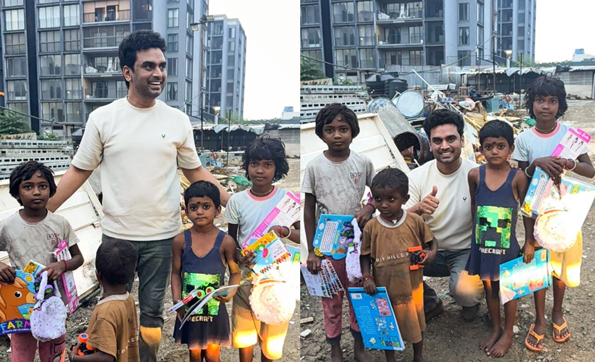 MD with children who received toys and books