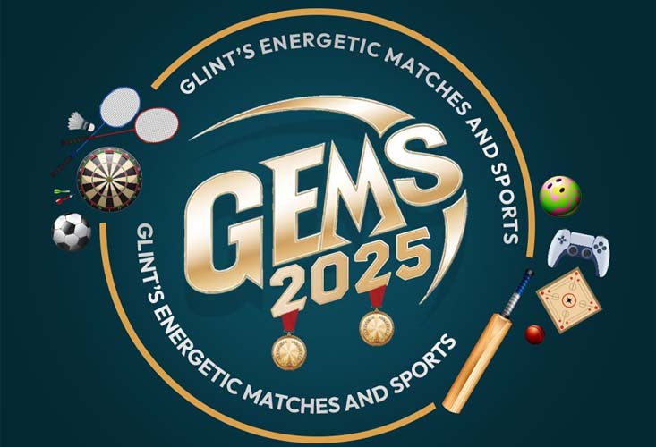 GEMS 2025 at Glint Creatives showcasing team spirit, employee eng
          agement, and energetic games and sports
