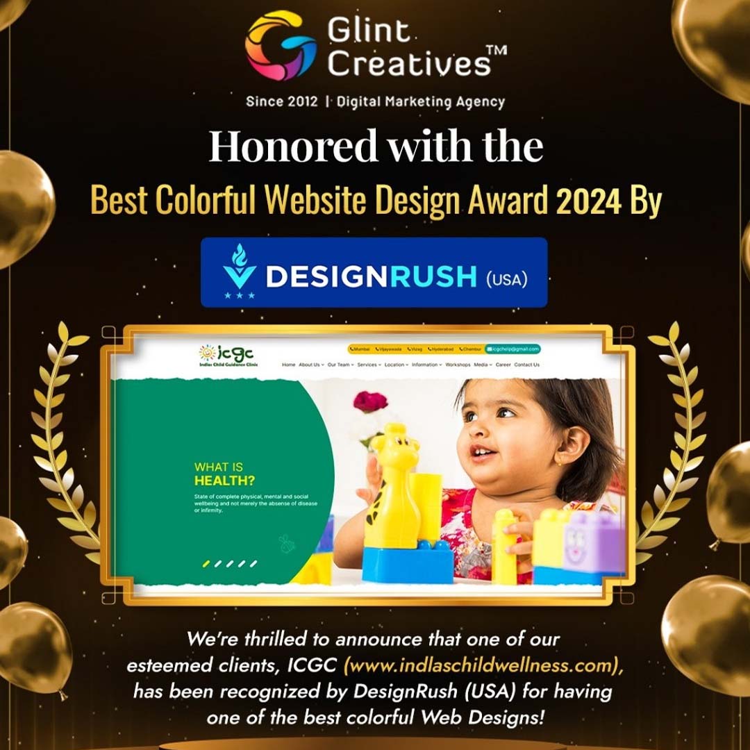 Indlas Child Guidance Clinic. Glint Creatives website featured by DesignRush 
        USA for Best Colourful Web Designs