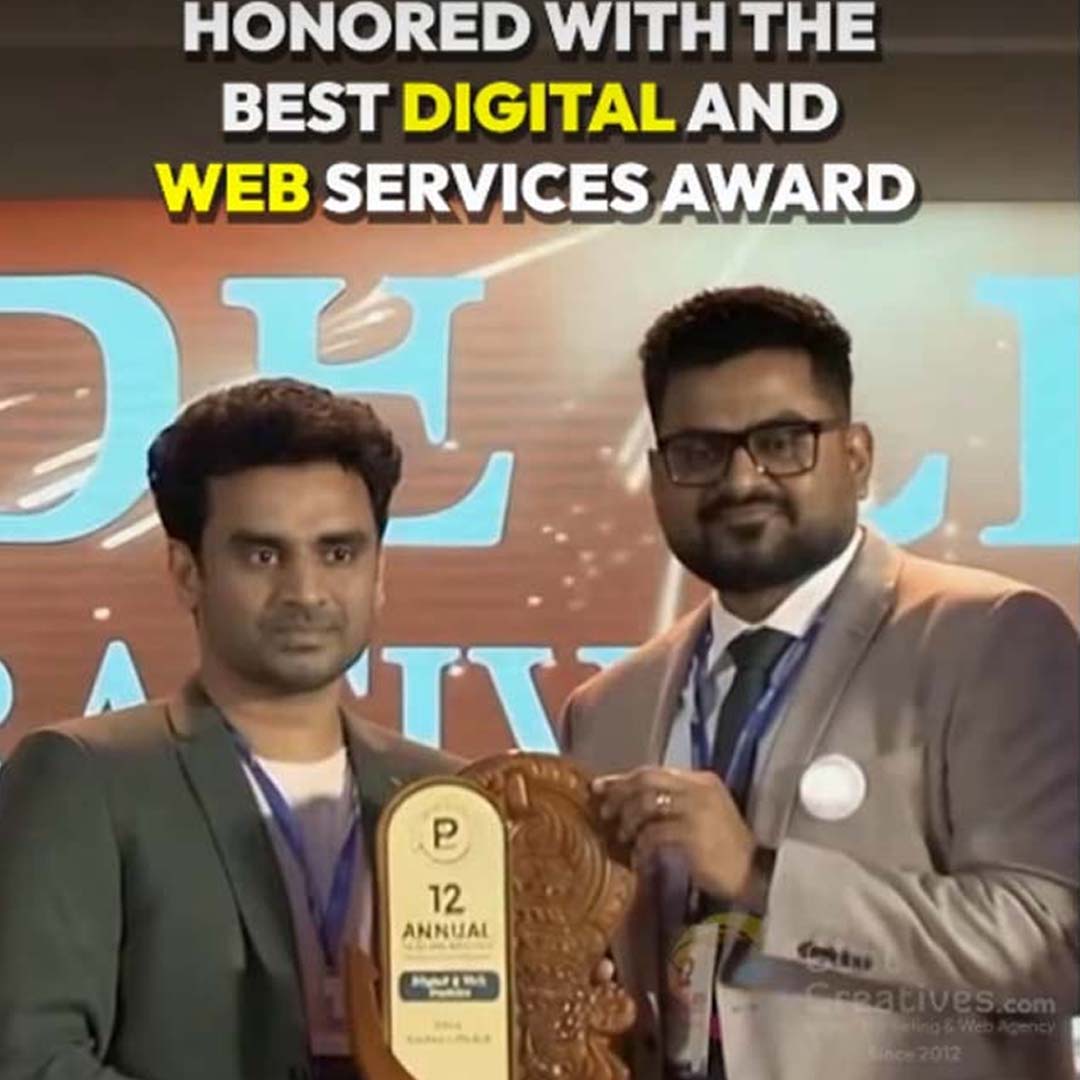 Kalyan Sir receiving Best Digital and Web Services Award from Pride Credit Co-Operative Society Kerala at 12th Annual General Meeting